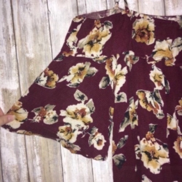 Altar'd State Red Floral Cold Shoulder Blouse - Picture 2 of 11